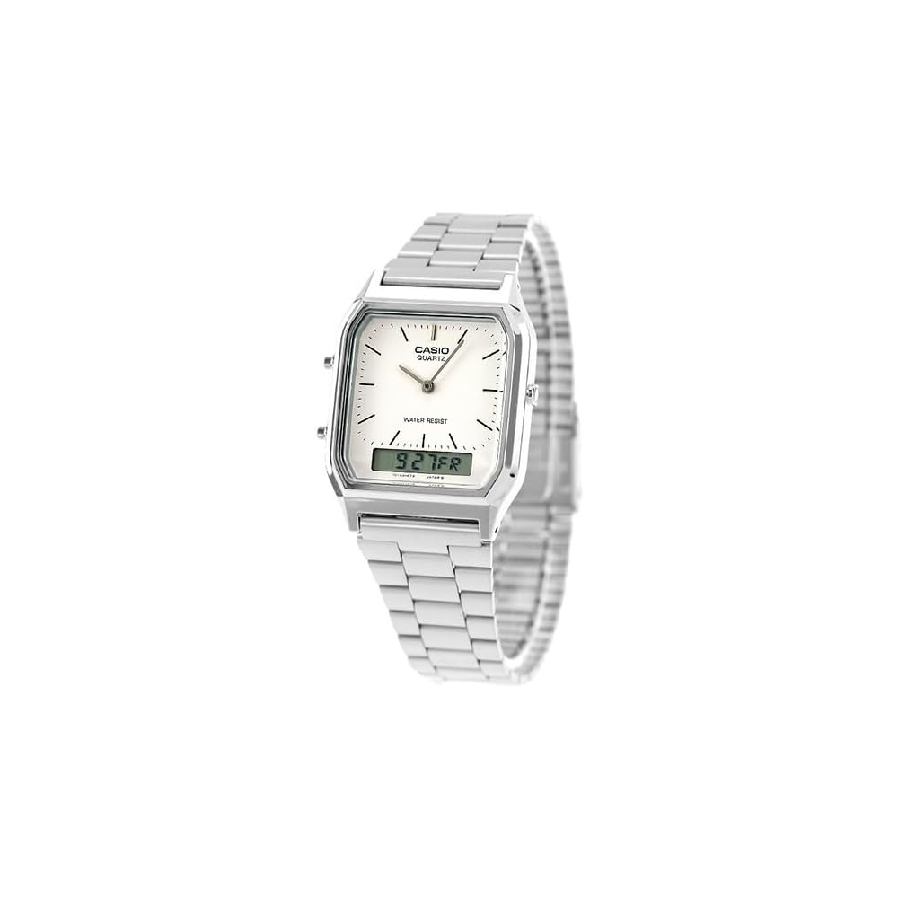 Мужские кварцевые часы Casio Chipkashi Standard AQ-230A-7D Серебристые из нержавеющей стали Водонепроницаемые