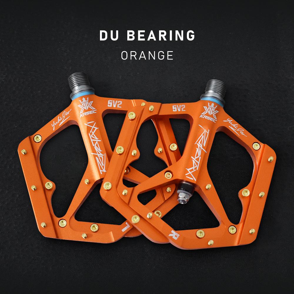 KRSEC Mountain Bike DU Bearing Pedals, Road Bike CNC Aluminum Alloy Pedals with Pins, Sealed Bearings