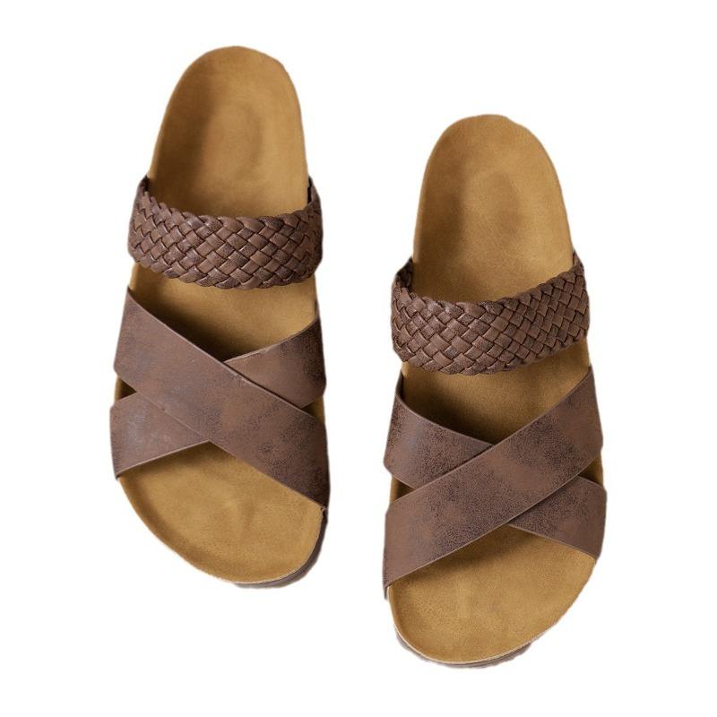 Женская обувь большого размера, пляжные женские тапочки с толстой подошвой, повседневные женские туфли с косым каблуком