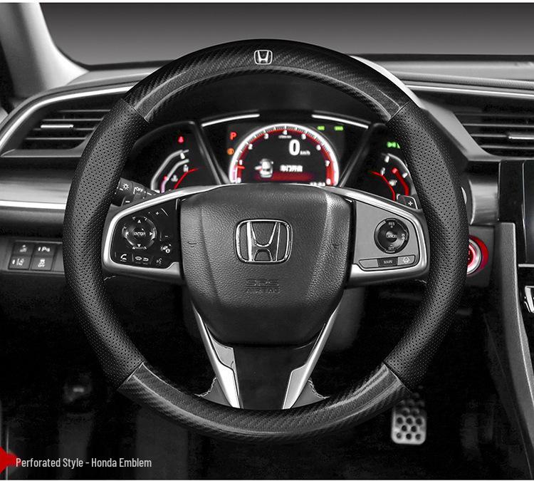 Car Steering Wheel Cover for Accord, CRV, XRV, Vezel, Spirior, and Crider - Carbon Fiber