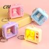 Portable Travel Lighting Rotating Animal TV Keychain, Funny Retro Television Shaped Keychain with Macaron Color Key Ring LED Light, Cartoon