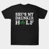 Мужская черная футболка с принтом She'S My Drunker Half Для пары День святого Патрика Печать на термотрансферной бумаге без вырезания Хлопковая футболка