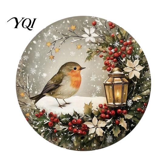 Rustic Winter Animal Wall Decor Wooden Bird Hanging Sign, Decorative Plaque with Holiday Door Rope, 2D Flat Art for Christmas Home Festive Window