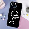 Чехол для мобильного телефона iPhone15 Pro с забавным выражением лица и парой Stickman, чехол для мобильного телефона с рисунком волос, устойчивый к падению