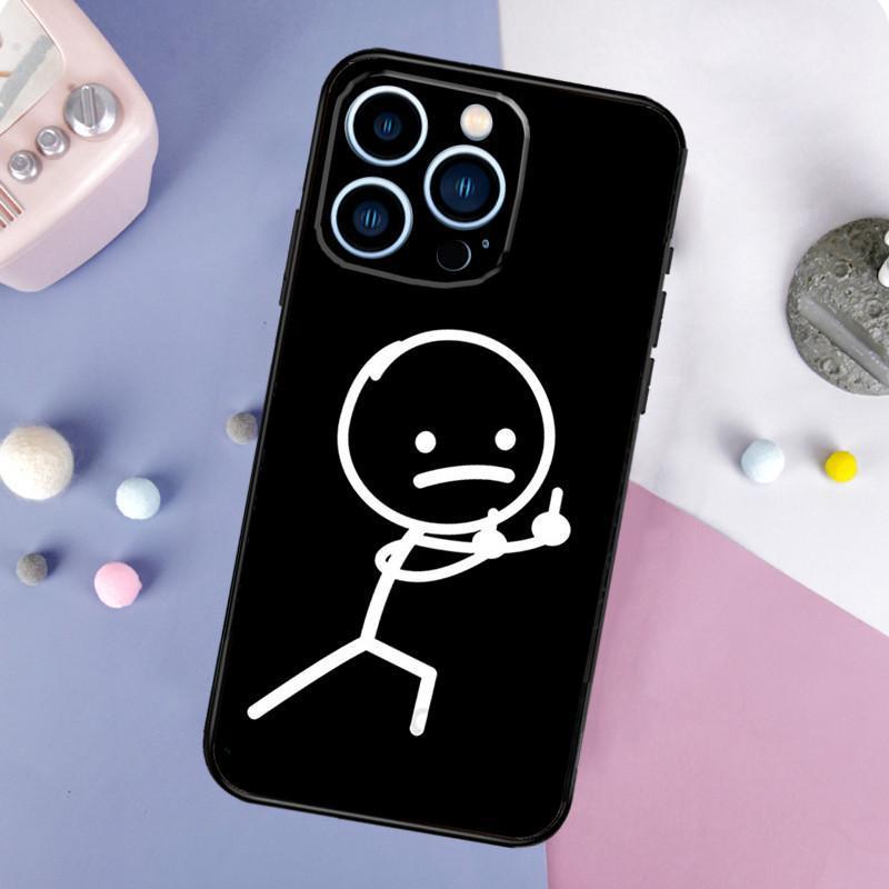 Чехол для мобильного телефона iPhone15 Pro с забавным выражением лица и парой Stickman, чехол для мобильного телефона с рисунком волос, устойчивый к падению