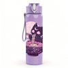 1PC Purple Cat Moon Night Print 750ml Color Plastic Sports Water Bottle Leakproof Flip Straw Lid Suitable for Sports Office Home Use