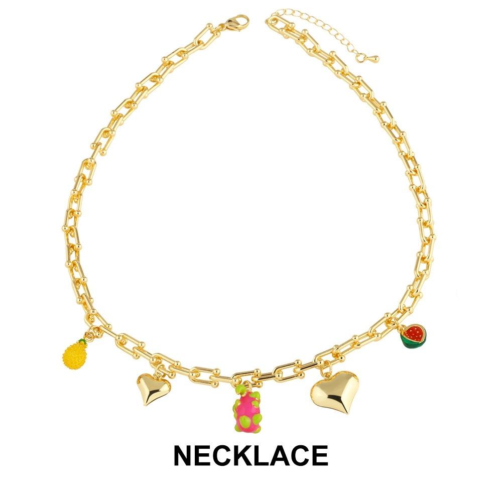 Fruit Series Strawberry Necklace Retro European Style Pitaya Chain Choker Summer Fruit Party