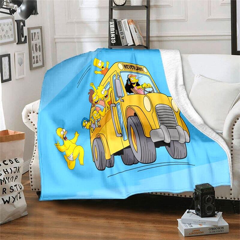 S-Симпсон Мягкий Плюшевый Диван-кровать Покрывало Мультяшное Современное Фланелевое Покрытие Одеяла Печатное Покрывало на Одеяло Подарок Пледы для Пикника