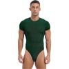 Men's One Piece Thongs Bodysuit Short Sleeve Button Crotch Shirt Leotard Snappies Rompers Jumpsuit