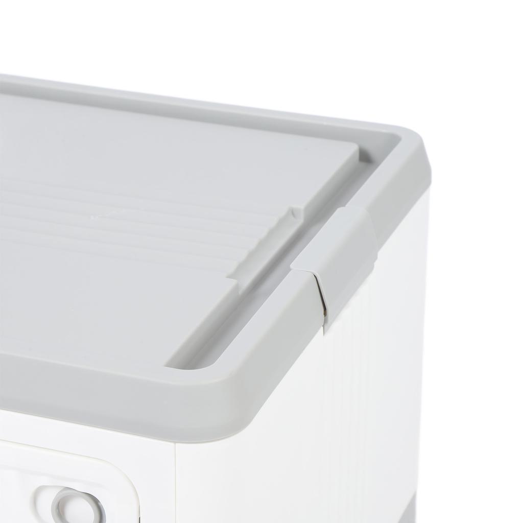 Folding Storage Bin with Lid Wheels PP Stackable Rolling Utility Storage Box Container with Handle for Clothes Books