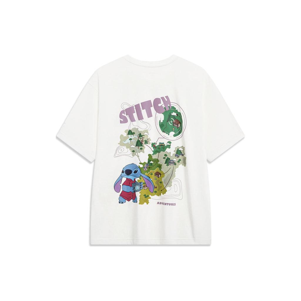 Футболка Li Ning X Disney Collaboration Vintage Wash с принтом в виде архитектурных букв, унисекс, цвет белый AHST493-1