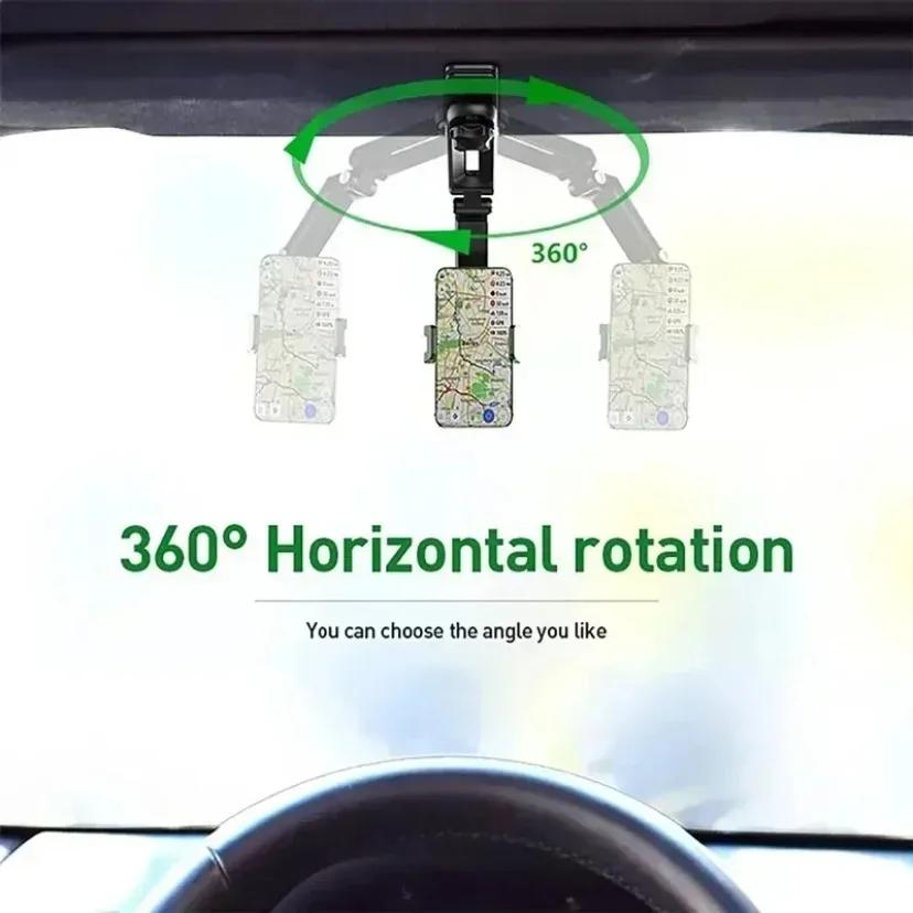 Adjustable Rotate Multifunctional Car Phone Holder Auto Rearview Mirror Seat Hanging Clip Universal Bracket Navigation Holder