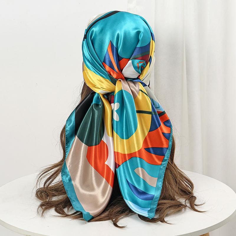 2025 Hip Hop Hijab Scarf Women Print Neckerchief Foulard Square Satin Silk Scarves Shawls And Wraps Lady Pashmina Bandana 2025