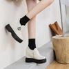 Women's Genuine Leather Shoes High Platform Ankle Boots 11CM Wedge Heels Female Casual Shoes Autumn Thick Bottom Slip-on Shoes