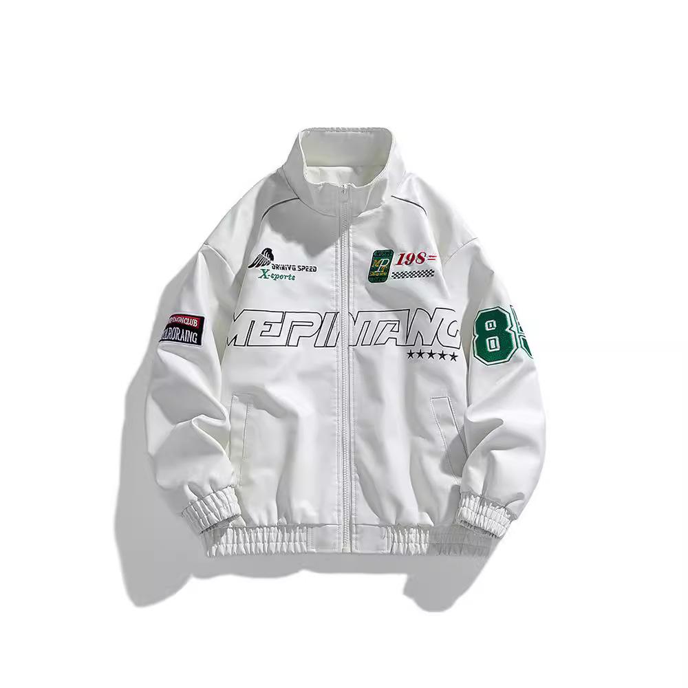 Leather Jacket Men's Cycling New Autumn Stand-up Collar Locomotive Suit PU Leather Jacket Korean Version Trend Embroidered American Casual Coat