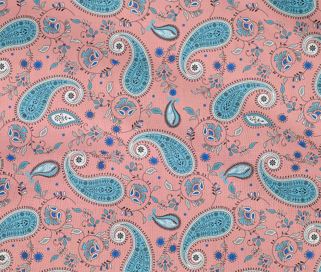 oneOone Cotton Flex Light Blue Fabric Paisleys Dress Material Fabric Print Fabric By The Yard 40 Inch