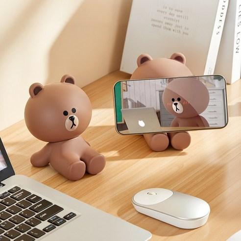 LINE FRIENDS Коричневая подставка для настольного телефона и планшета с персонажем