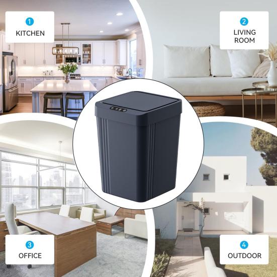 Интеллектуальная бесконтактная мусорная корзина с крышкой, большая емкость 13 л, быстрое реагирование, полностью закрытый автоматический сенсорный мусорный бак