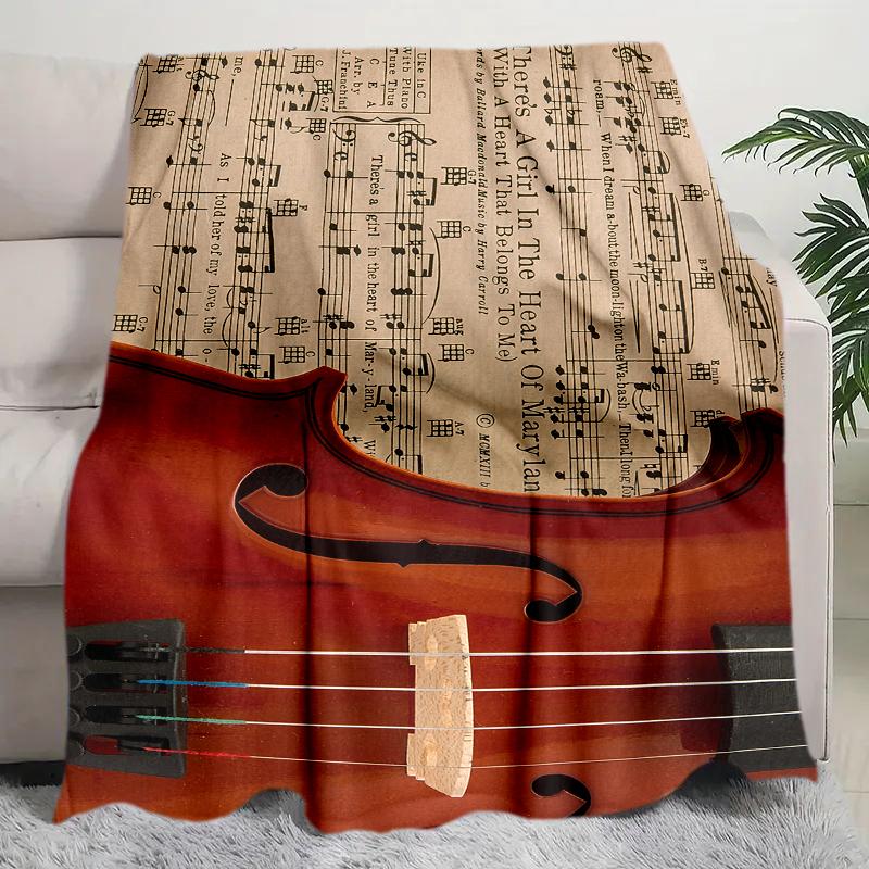 1PC Musical elements printed blanket, all season lightweight home office outdoor nap multifunctional blanket A9