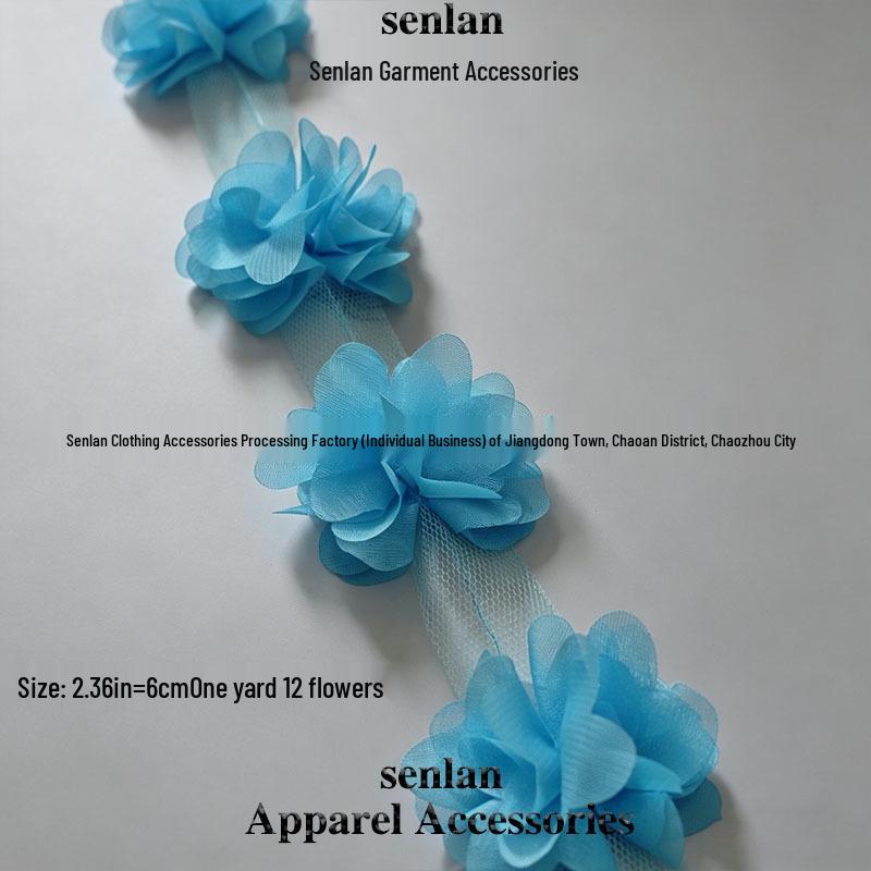 3D Chiffon Lace Flower Ribbon for Children's and Women's Clothing Accessories