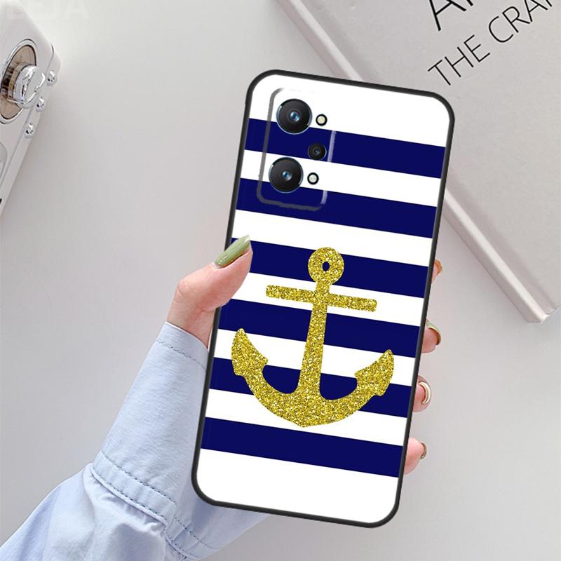 Stripes Anchor Boat Ship For Realme C67 C61 C75 C55 C53 C51 C21Y C25S GT 6 6T 5 GT7 Pro 10 11 12 13 14 Pro Plus Case