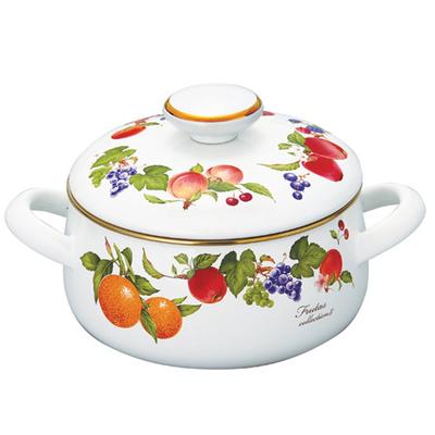 Эмалированная кастрюля Fuji Fruitus Collection II 18 см IH совместимая с двумя ручками 2.1 л FTC-18W