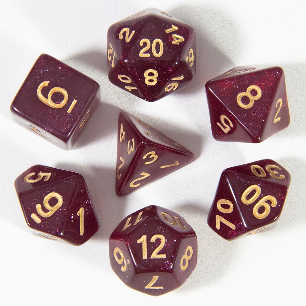 7pcs Dice DND D4, D6, D8, D10, D%, D12, D20 Board Game Accessories Polyhedral Glitter Dice Set