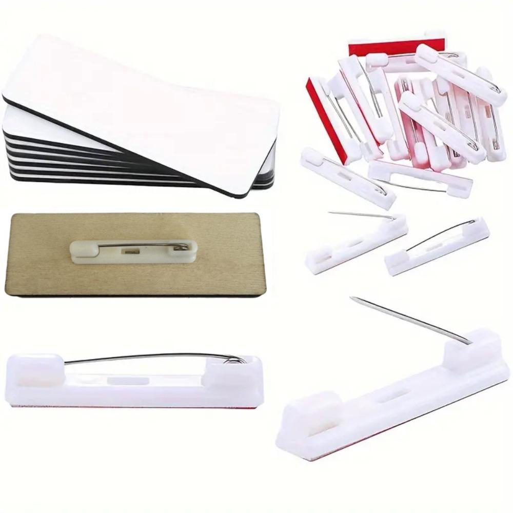 10 шт./компл. Булавки Пустая деревянная брошь DIY Сублимационная бирка с именем Простой идентификатор имени для офиса