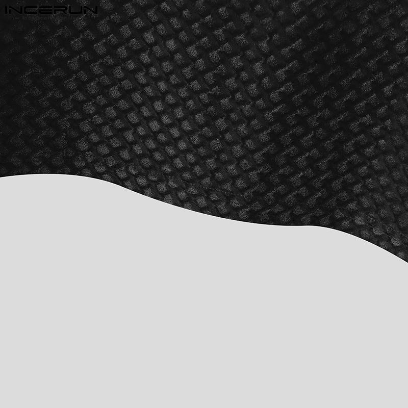 INCERUN Мужские летние футболки с коротким рукавом и текстурой, повседневные топы с круглым вырезом