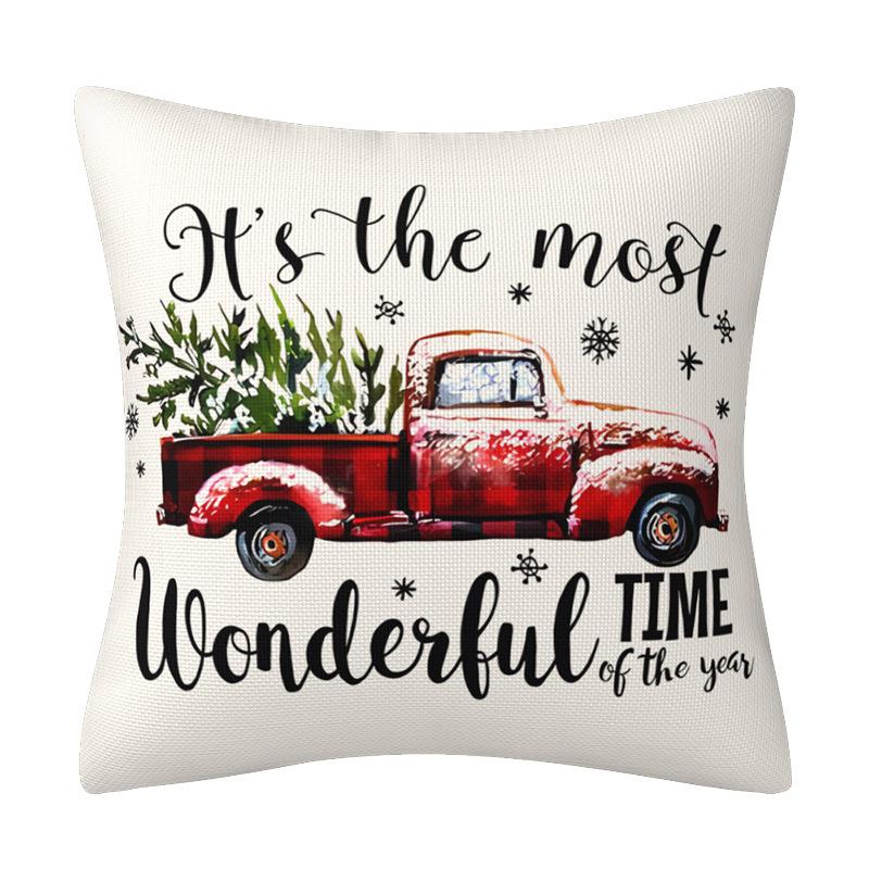 Black And Red Buffalo Plaid Christmas Pillow Cover Linen Home Ornament Pillow Cushion Cover Combination Premium
