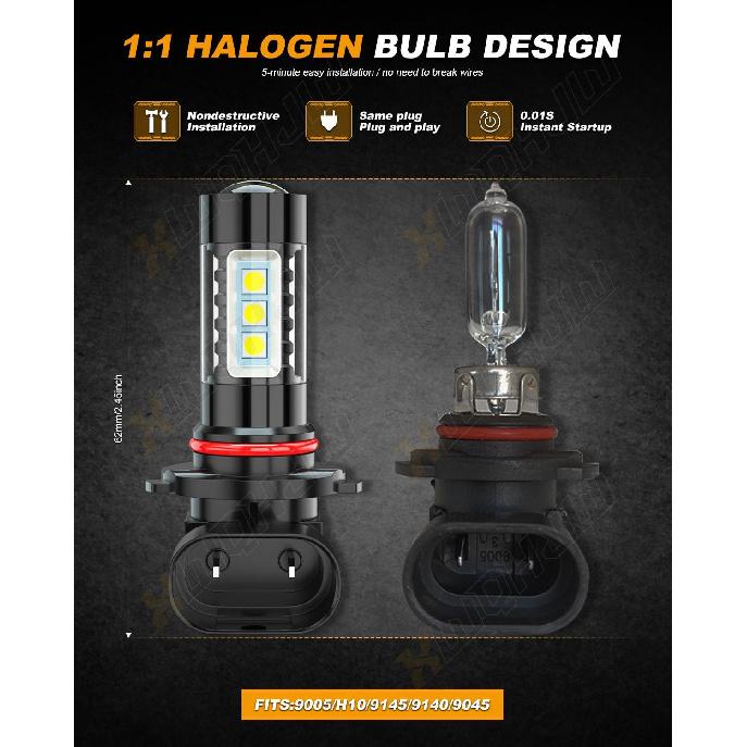Compatible For 2015 2016 2017 2018 Ford F150 Light Bulbs, 9005 H11 High Low Beam 9145 Fog Lights, 6000K White 600% Brightness, Pack Of 6