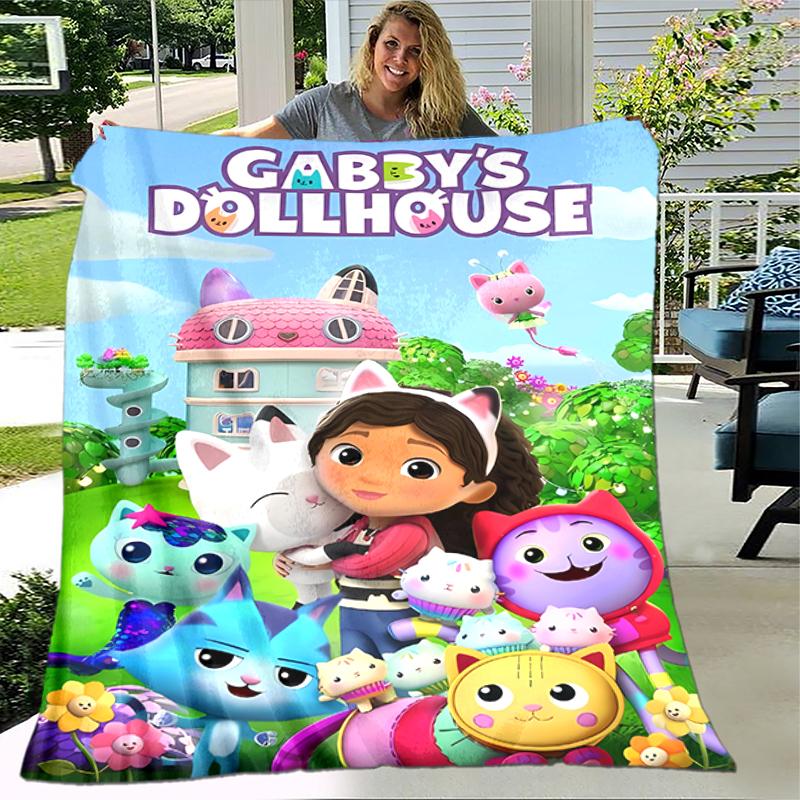 1pc Blanket Gabby's Dollhouse Print Design, Lightweight Blanket for Sofa, Bed- Soft &Warm, Gift for All Seasons like Christmas, Halloween