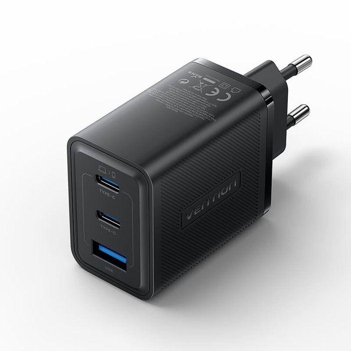 Chargeur Secteur - VENTION - 3-Port USB GaN - 65W - Charge Rapide - Protection Surtension