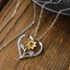 Pendant Necklace Hollow Out Heart Sunflower Jewelry Sparkling Bright Luster Necklace Jewelry Gifts