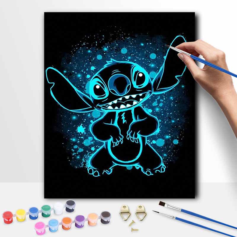 Disney Набор для рисования по номерам с красками, светящимися в темноте, Stitch, ручная работа, DIY, украшение для дома, подарок