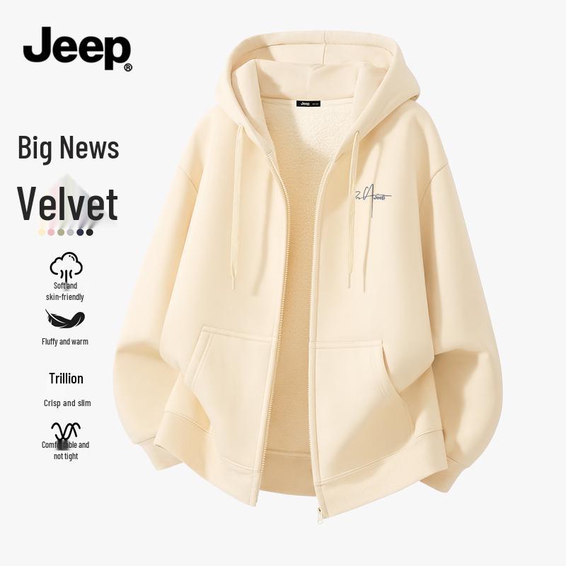 Jeep Мужской кардиган с капюшоном на флисовой подкладке, плотный