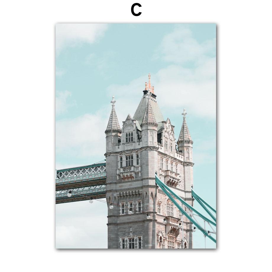 London Pink City Retro Car Ferris Wheel Wall Art Canvas Painting Nordic Posters And Prints Wall Pictures For Living Room Decor