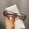 Simple Vintage Elegant Rectangular Narrow Eyeglasses Frame Black Tortoise Cos Animation Glasses Posing Cute Handsome Flat Lens