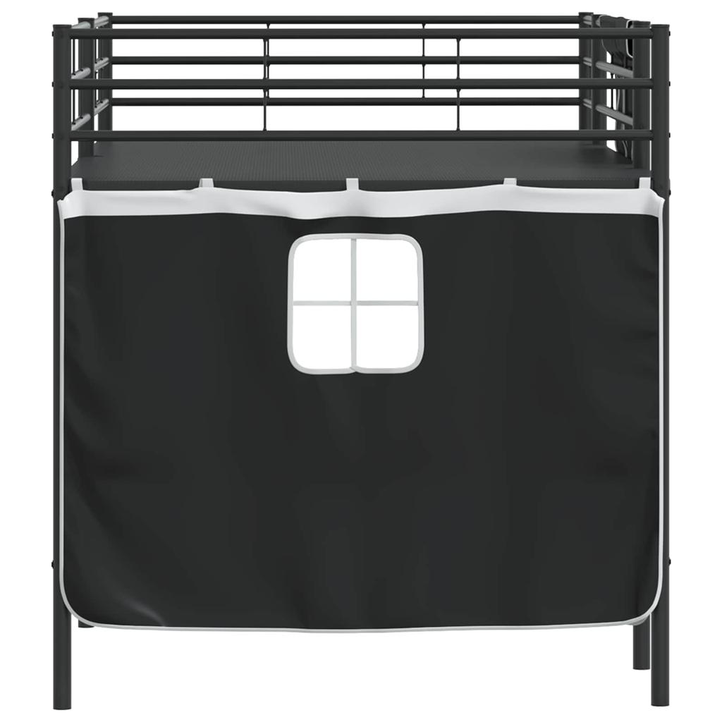 Kids Loft Bed Frame with Curtains Black 80 x 200 cm
