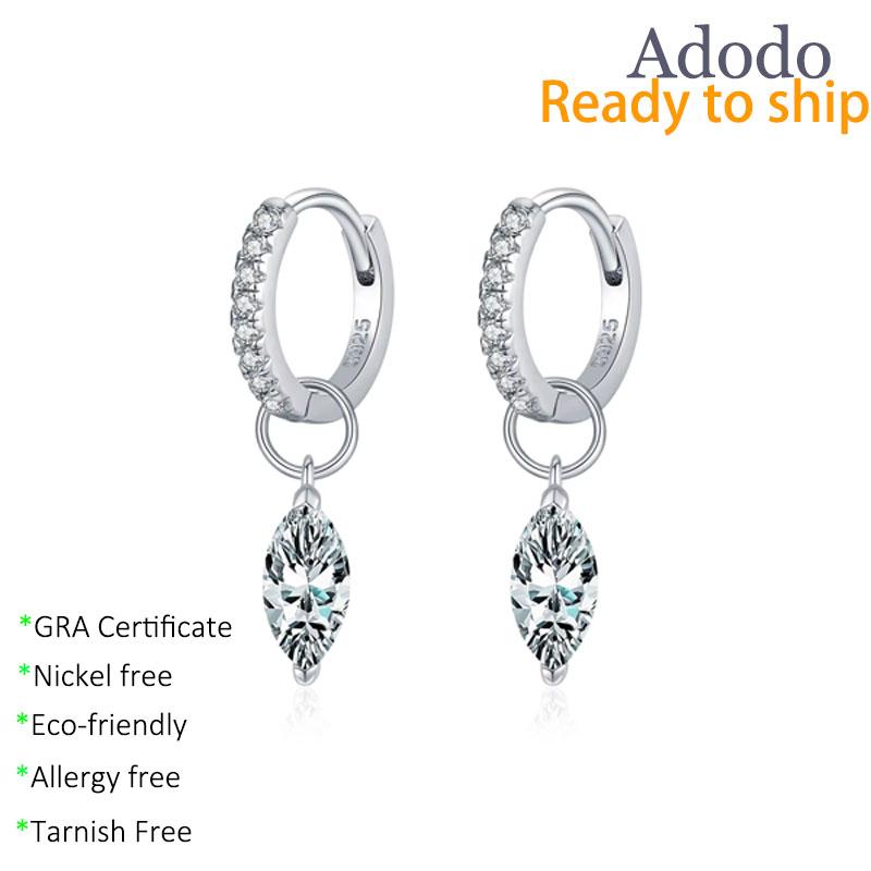 Fashion Marquise Cut VVS 0.5CT Moissanite Detachable Dangle Earrings 925 Silver Rhodium Plated Hypoallergenic Hoop Jewelry Women