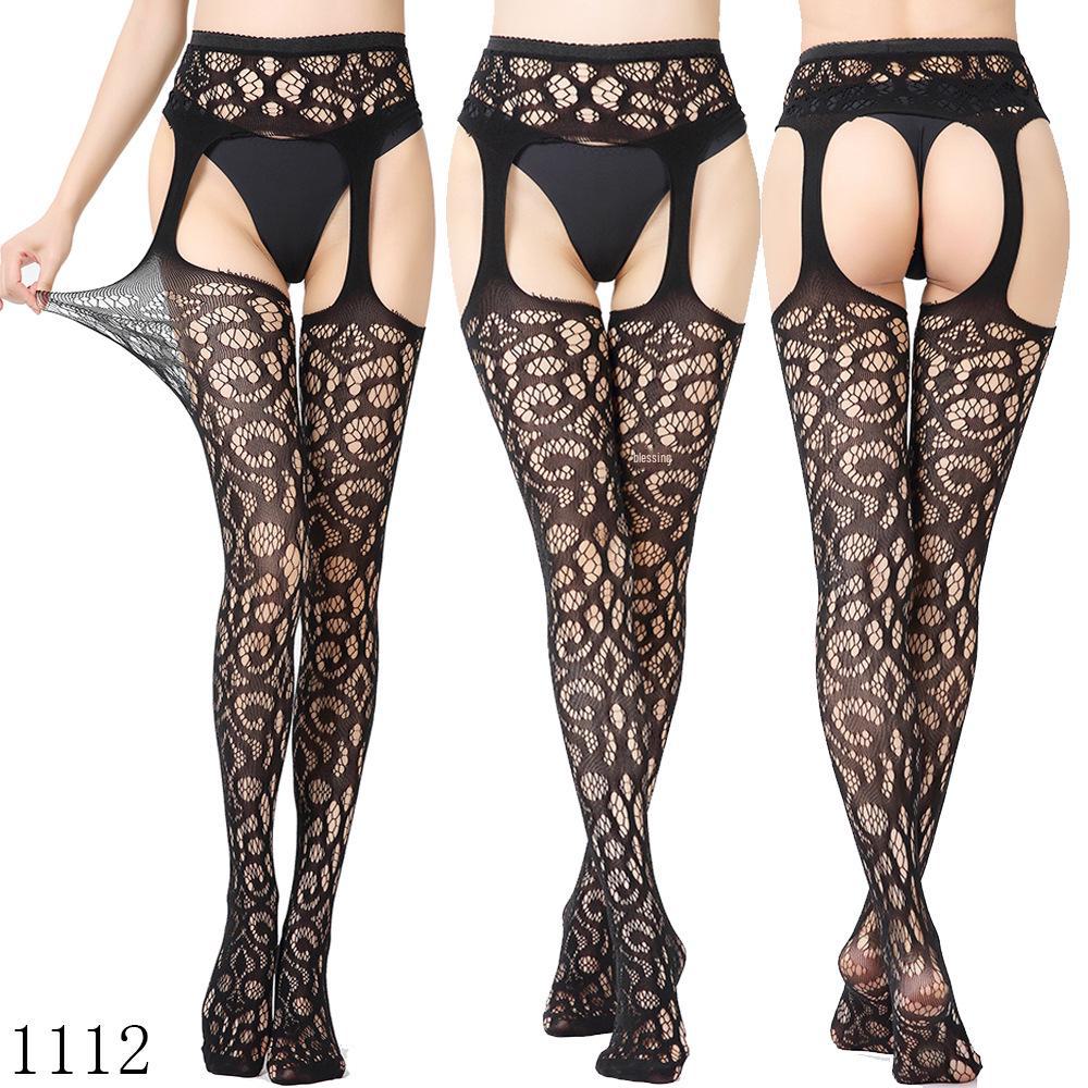 European & American Women's Mesh Jacquard Garter One-Piece Pantyhose