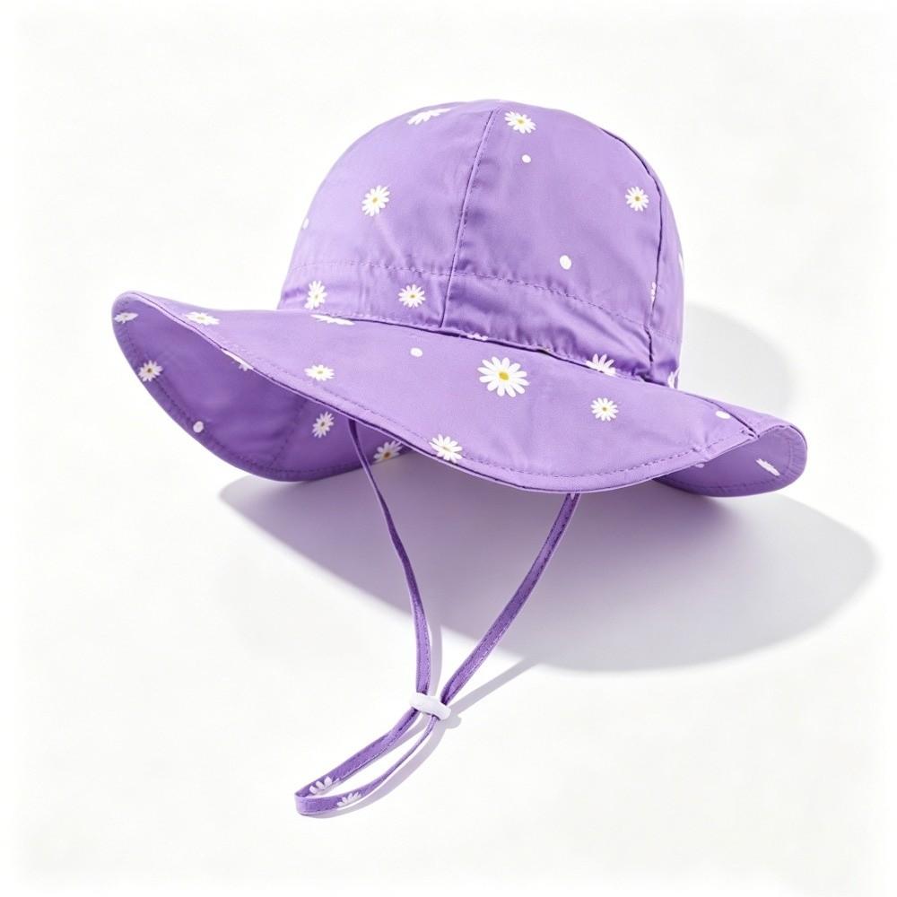 Flower Printed Fisherman Hat Wide Brim Bucket Hat Children's Sun Hat for Age 1-6 Years