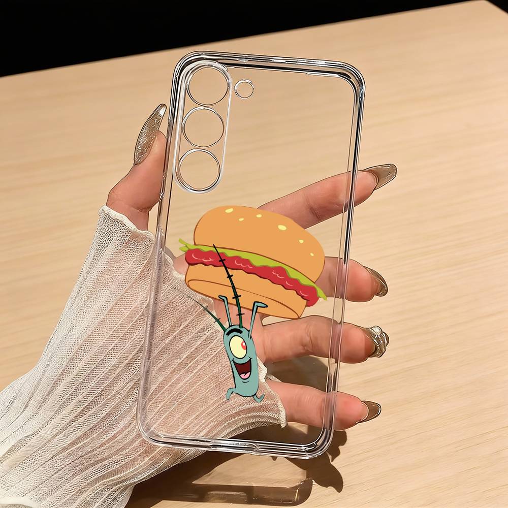 Cute S-Sponge Funny B-Bob Phone Case For Samsung S25,S24,S21,S22,S23,S30,Ultra,S20,Plus,Fe,Lite Transparent Cover