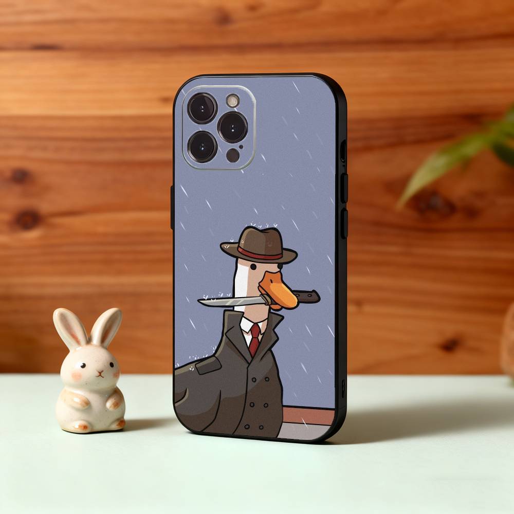 Забавный D-Duck D-Daily Чехол для телефона для iPhone17,16,15,14,13,12,Plus,Pro Max, 5G Другие Мягкий Черный Чехол
