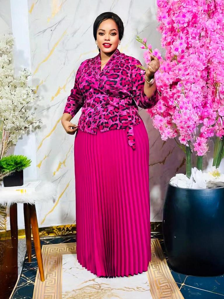 Женское платье большого размера с плиссировкой и принтом золотой фольгой высокого класса, с длинной юбкой, имитирующей двойку - Повседневный стиль