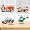 Traffic Vehicle Assembly Blocks, Wooden 3D Puzzle, 3 Dimensional Fire Truck, Ambulance, Police Car, Helicopter Puzzle,Buckle Style Assembly Toy
