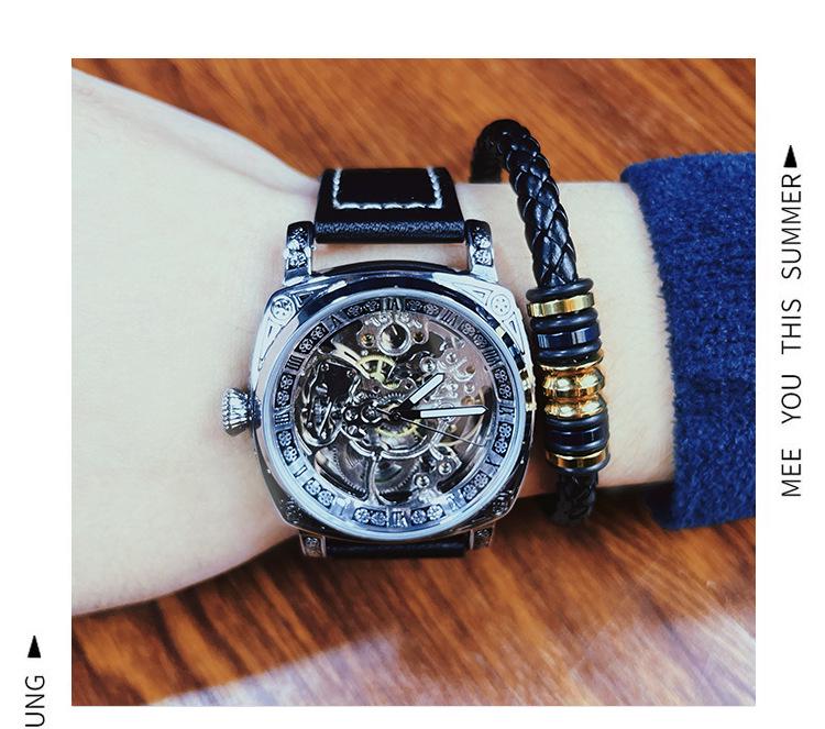 Fenshi FENSIR 8837 Мужские автоматические механические часы - Полый дизайн, Водонепроницаемые, Повседневный ремешок.