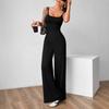 Ayj25s212-2025 Summer New Cross Strap Open Back Conjoined Pants Are Lazy and Wide Leg Pants with a Vertical Feel