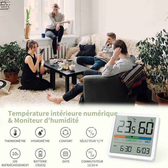 AIMOONSA Hygromètre Thermomètre intérieur numérique 3,34'' -9,9°C–60°C, 10–95% RH