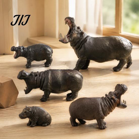 Realistic Hippo Figurine Simulation Hippopotamus Figurine, Lifelike Statue Sculpture, River Wild Animal Educational Toy Horse Model for Desk